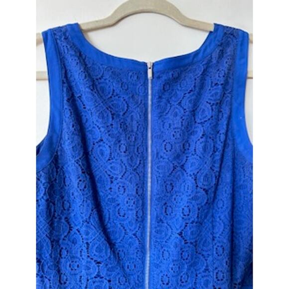 Ann Taylor Lace Sleeveless Fitted Sheath Dress Size 10 Beautiful Royal Blue - Picture 6 of 11